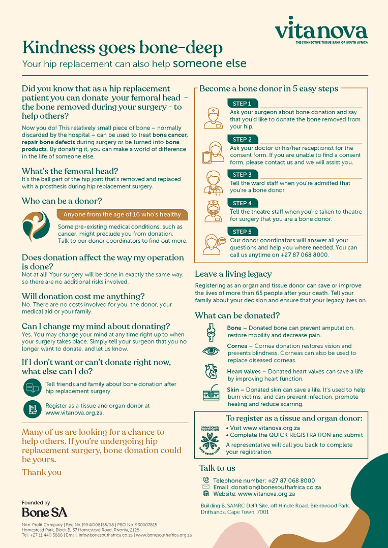 Femoral Head Donation Digital Brochure (A4) English Femoral Head Donation Digital Brochure (A4) English