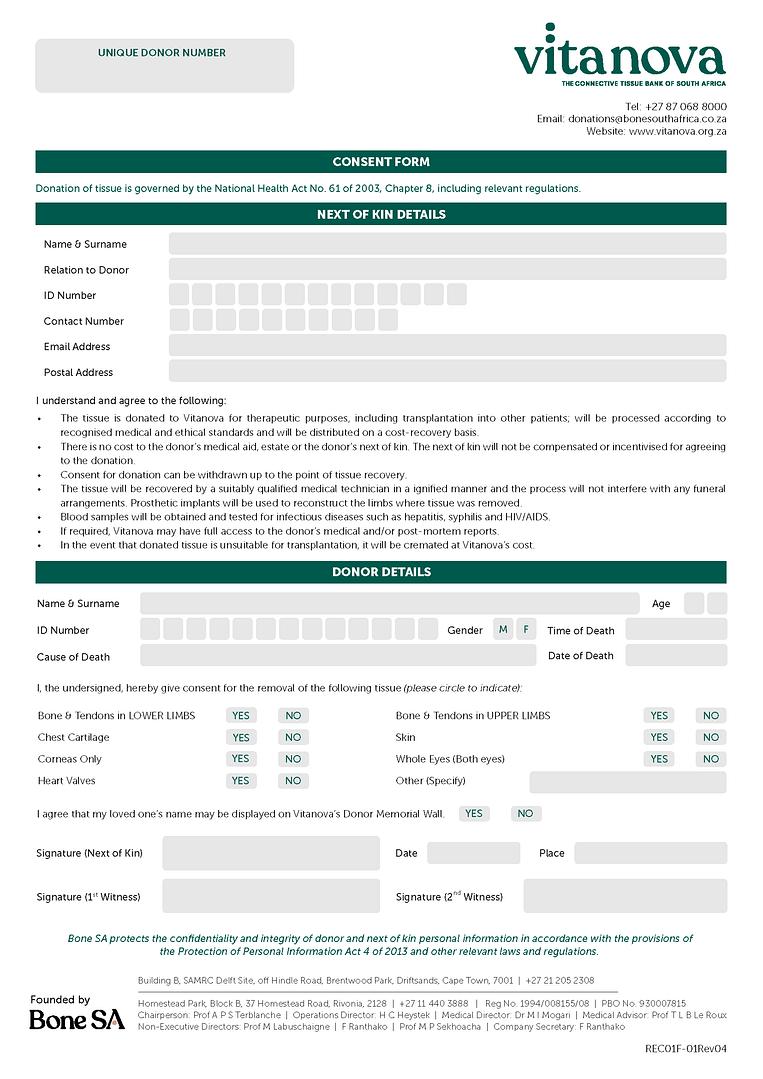 Deceased Donor Consent Form Deceased Donor Consent Form